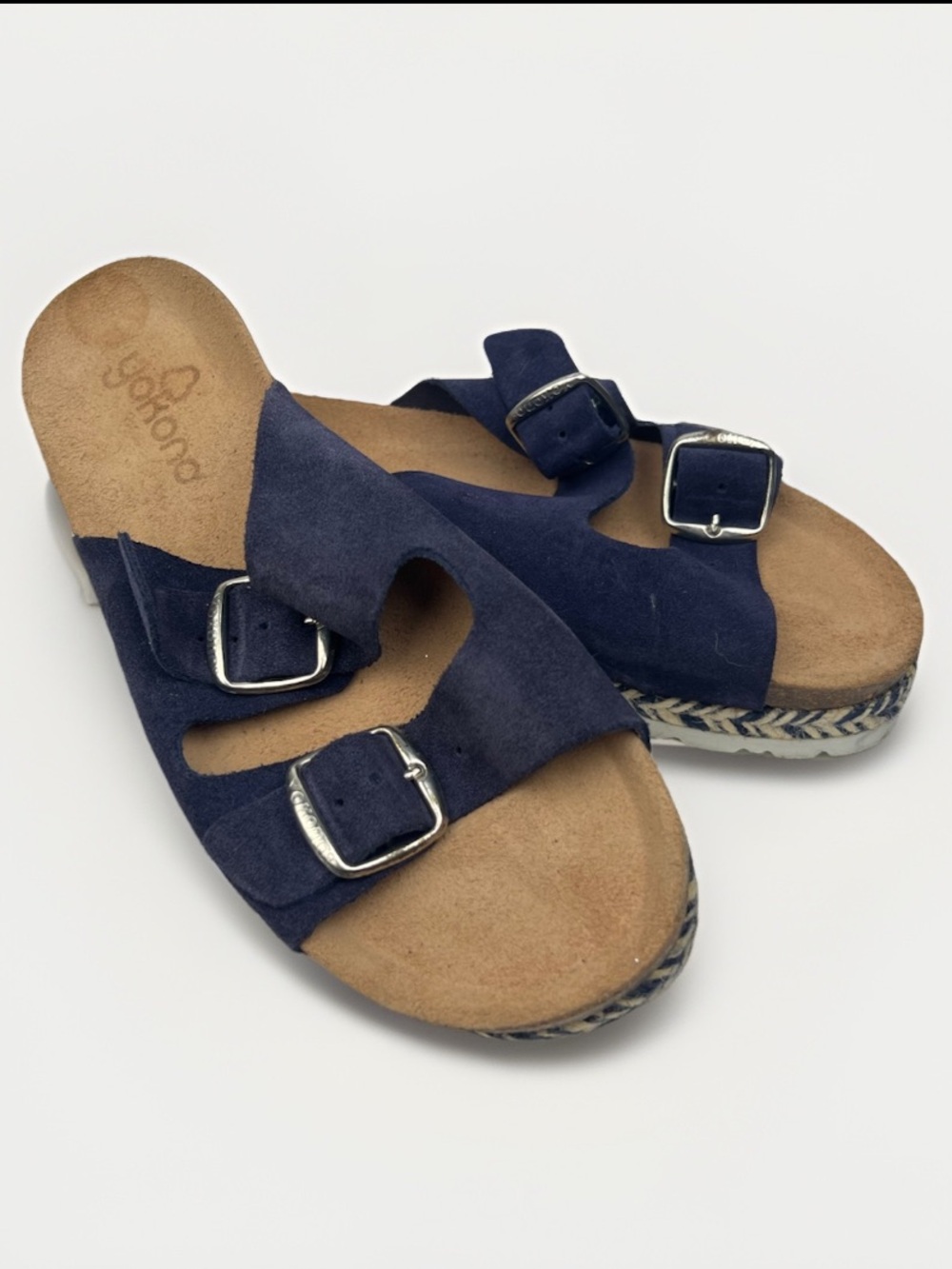 Women’s Yokono Navy Blue Suede Double Strap Espadrille